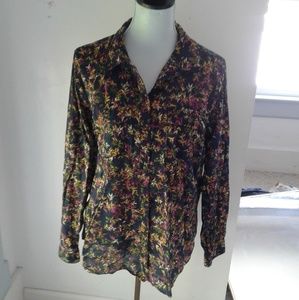 #12- Blue Flower Print Button Down With Pockets